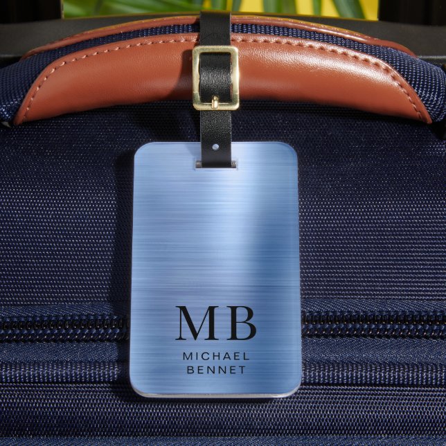 Elegantes, Mit Monogramm, rostfarbenes Metall Gepäckanhänger (Vorderseite Insitu 2)