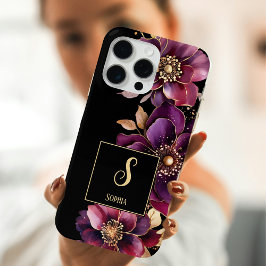 Elegantes Mit Monogramm Schwarz Case-Mate iPhone Hülle