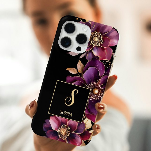 Elegantes Mit Monogramm Schwarz Case-Mate iPhone Hülle (Von Creator hochgeladen)