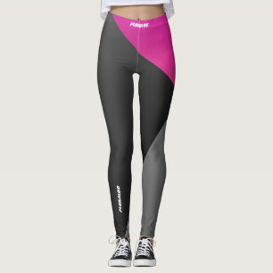 Elegantes, mit Monogramm, schwarz-grau-rosa Traini Leggings