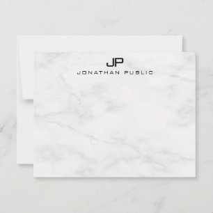 Elegantes Mit Monogramm Template aus weißem Marmor Mitteilungskarte