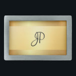 Elegantes Mit Monogramm Template Gold Look modern Rechteckige Gürtelschnalle<br><div class="desc">Elegantes Mit Monogramm Template Gold Look Moderne trendige Glamour Gürtelschnalle.</div>