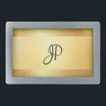 Elegantes Mit Monogramm Template Gold Look modern Rechteckige Gürtelschnalle<br><div class="desc">Elegantes Mit Monogramm Template Gold Look Moderne trendige Glamour Gürtelschnalle.</div>