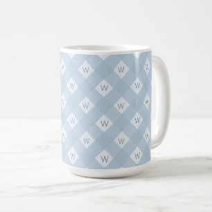 Elegantes Mit Monogramm, weißes, kariertes Muster Kaffeetasse