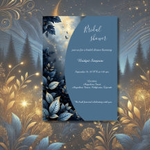 Elegantes Mitternacht Blue & Gold Forest Brautpart