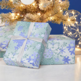 Elegantes Modern Blue Christmas Snowflake Muster Geschenkpapier