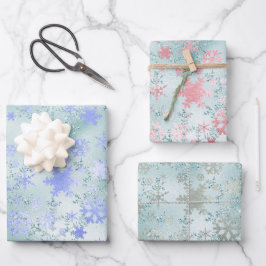 Elegantes Modern Christmas Snowflake Muster Geschenkpapier Set