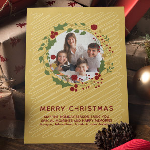 Elegantes Modern Christmas Wreath Gold Feiertagskarte