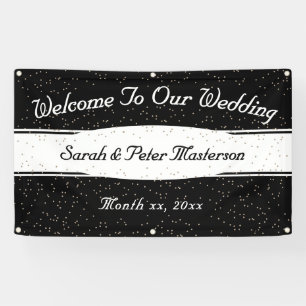 Elegantes Modern Confetti Gold Wedding Banner