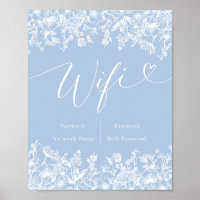 Elegantes Modern Dusty Blue Wildblume Wifi Zeichen