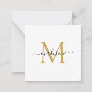 Elegantes Modern Feminine Monogram Script Gold Mitteilungskarte