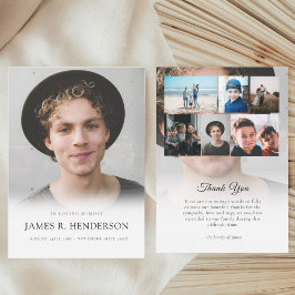 Elegantes Modern Foto Beileid Gedenkfeier Beerdigu Dankeskarte