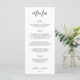 Elegantes Modern Fun Wedding Menu   4 x 9   Schwar Menükarte