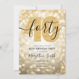 Elegantes Modern Gold 40. Geburtstag Party Einladung
