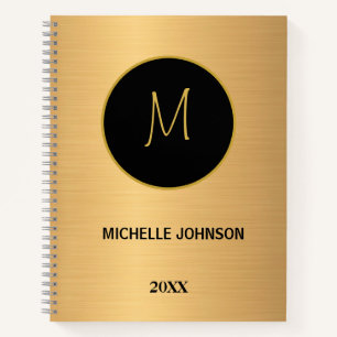Elegantes Modern Gold Black Beruflich Monogram Notizbuch