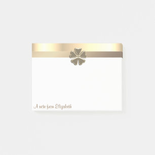 Elegantes Modern Gold Kleeblatt - Personalisiert Post-it Klebezettel