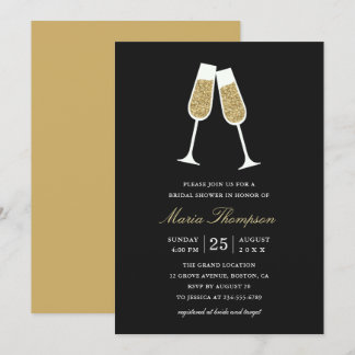 Elegantes Modern Gold - Weinverkostung Brautparty Einladung