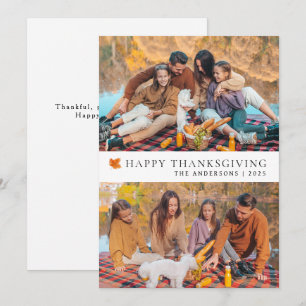 Elegantes Modern Happy Thanksgiving Herbst 2 Foto Feiertagskarte
