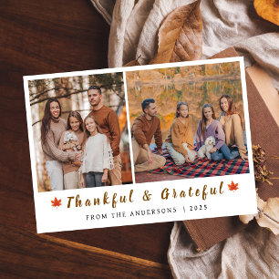 Elegantes Modern Happy Thanksgiving Herbst 2 Foto Feiertagskarte