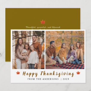 Elegantes Modern Happy Thanksgiving Herbst 2 Foto Feiertagskarte