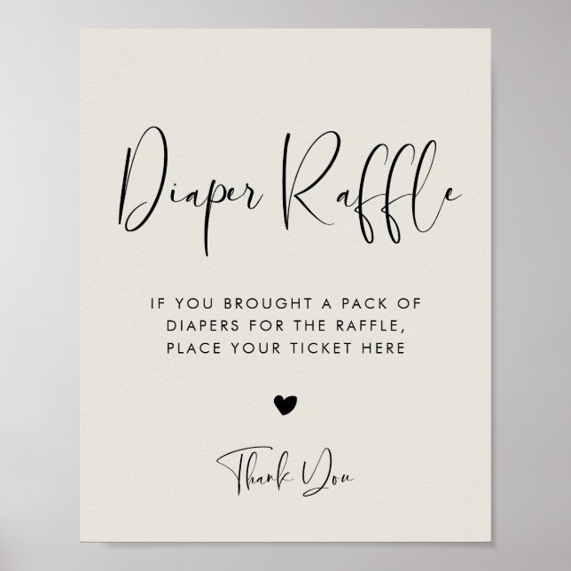 Elegantes Modern Light Sage Green Diaper Raffle-Sc Poster (Vorne)