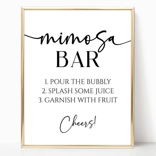 Elegantes Modern Minimalistisches Mimosa Bar Sign Poster (Von Creator hochgeladen)