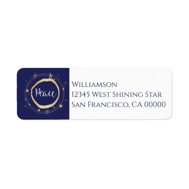 Elegantes Modern Peace Gold Star Label (Vorne)