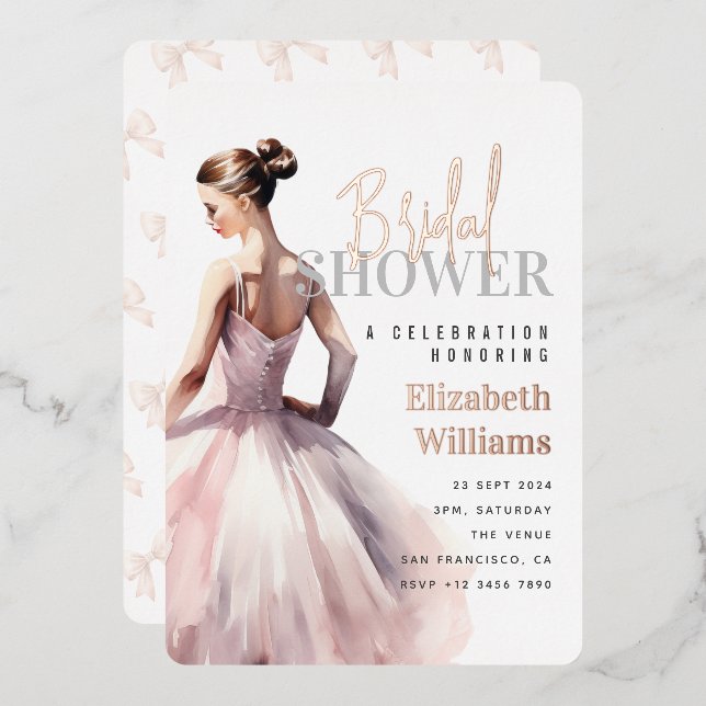 Elegantes Modern Rose Gold Brautparty Party Folieneinladung (Vorderseite/Rückseite)