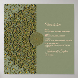 Elegantes Modern Sage Green & Gold Klassik-Zeichen Poster