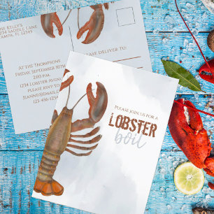 Elegantes Modern Simple Watercolor Lobster Boil Postkarte