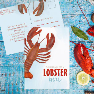 Elegantes Modern Simple Watercolor Lobster Boil Postkarte