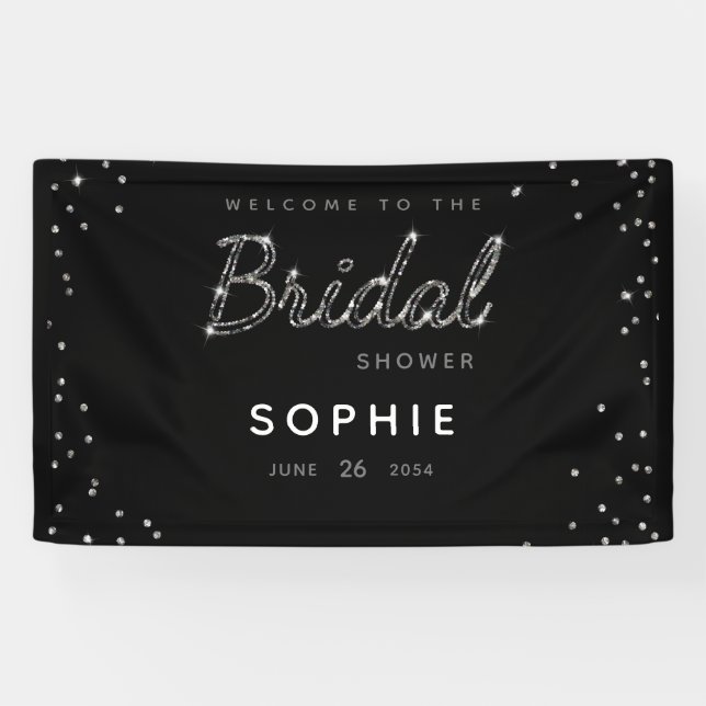 Elegantes Modern Sparkle Glitzer Brautparty Banner (Horizontal)