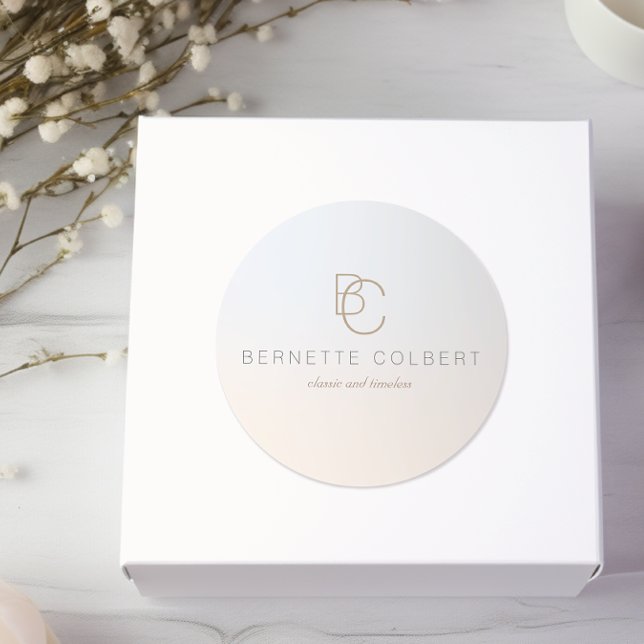 Elegantes Modern Two Initial Monogram Beruflich 2 Runder Aufkleber (Von Creator hochgeladen)