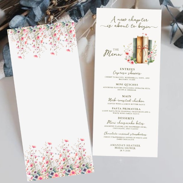Elegantes Modern Watercolor Storybook Brautparty Menükarte (Von Creator hochgeladen)