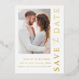 Elegantes modernes 5-Foto-Hochzeits-Save-the-Date Folieneinladung