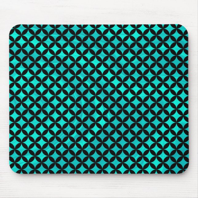 Elegantes modernes, Abstraktes Aquamarines Diamant Mousepad (Vorne)