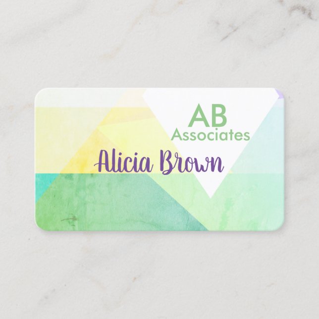 elegantes modernes, abstraktes geometrisch grün ge visitenkarte (Vorderseite)