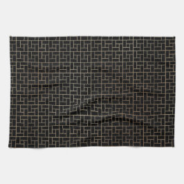 Elegantes modernes Abstraktes Gold Basket Weave Mu Geschirrtuch