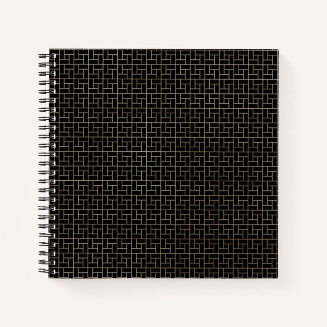 Elegantes modernes Abstraktes Gold Basket Weave Mu Notizbuch (Vorderseite)