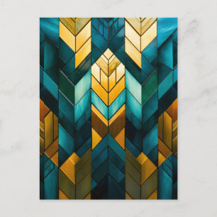 Elegantes modernes abstraktes Gold Teal Geometrisc Ankündigungspostkarte