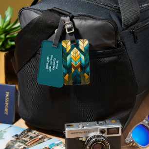 Elegantes modernes abstraktes Gold Teal Geometrisc Gepäckanhänger