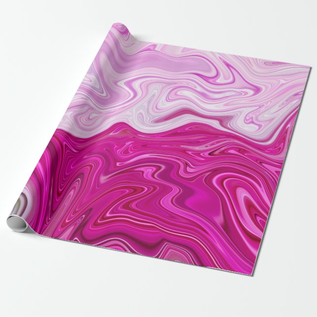 Elegantes modernes Abstraktes Rosa Flüssig-Marmor- Geschenkpapier (Ungerollt)