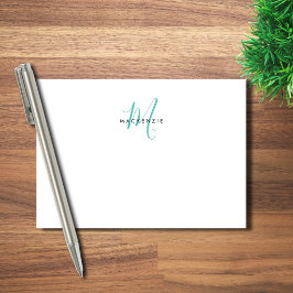 Elegantes, modernes Aquamarines Script Monogram Post-it Klebezettel