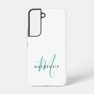 Elegantes, modernes Aquamarines Script Monogram Samsung Galaxy Hülle