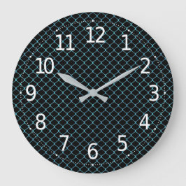 Elegantes, modernes, Aquamarines Zaunkettenmuster  Große Wanduhr