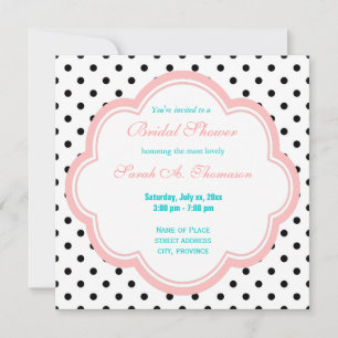 Elegantes, modernes B&W Polka dots Brautparty Einladung