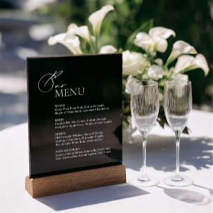 Elegantes modernes Bar-Menü Hochzeit Schwarzes Acr Acrylschild