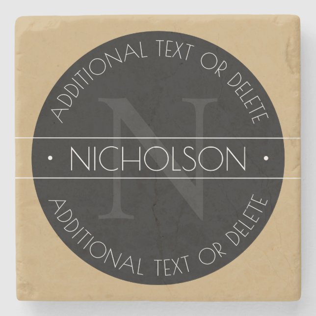 Elegantes, modernes, bearbeitbares Monogramm-Schwa Steinuntersetzer (Vorderseite)