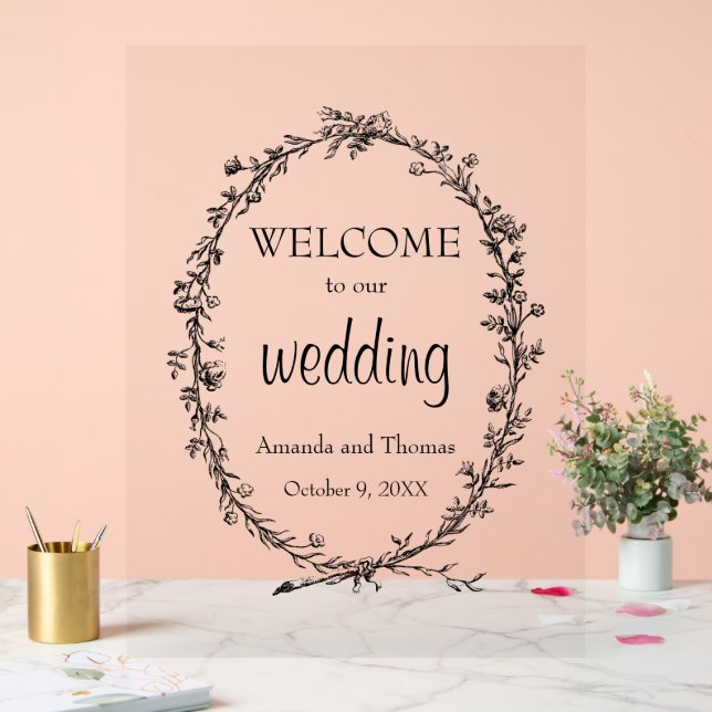 Elegantes modernes Begrüßungszeichen Acrylschild (Hochzeit)