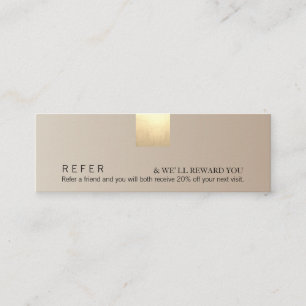 Elegantes, modernes Beige-Gold-Akzent Mini Visitenkarte